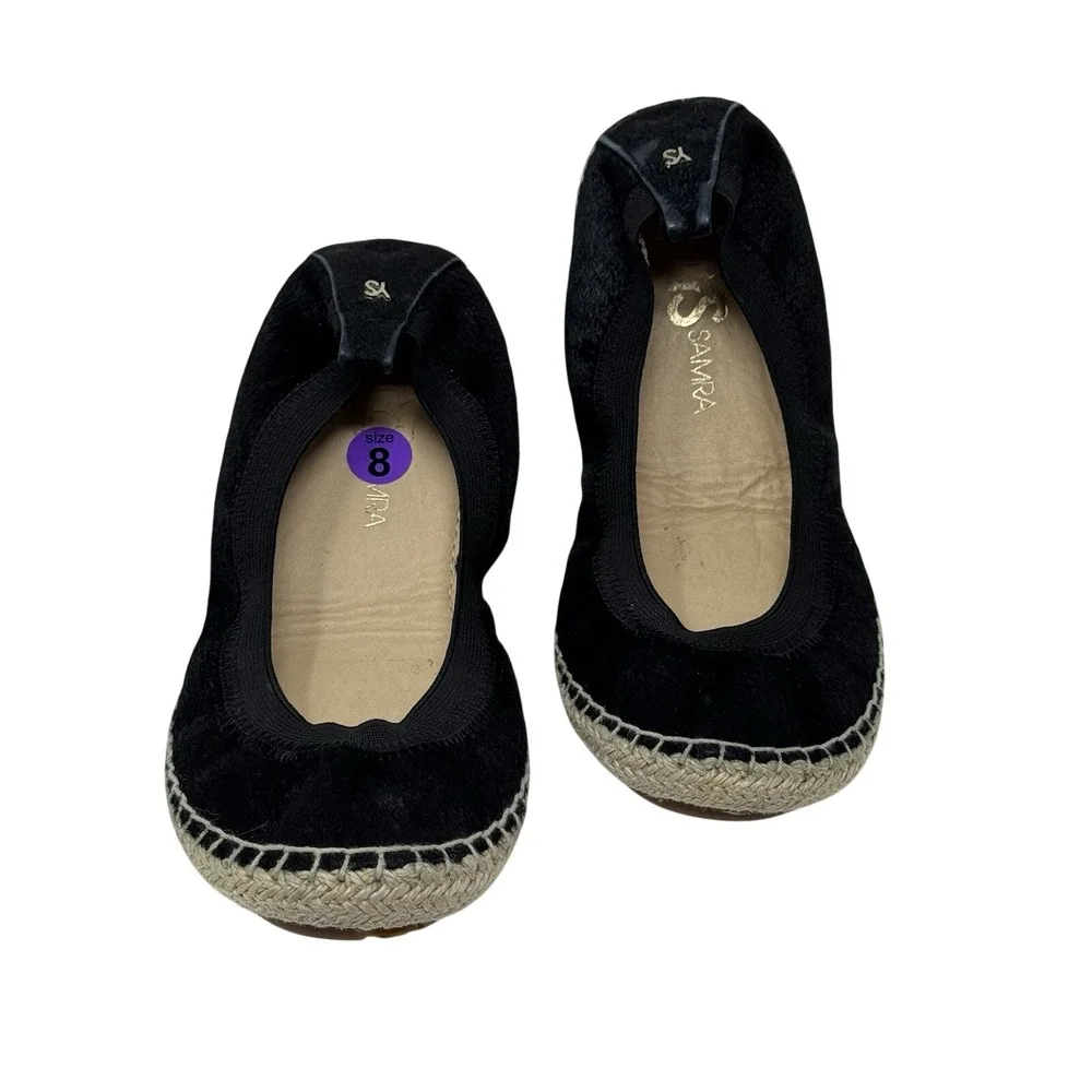 Yosi Samra Lara Womens 8 black Shoes Haircalf Espadrille Flats Foldable Ballet